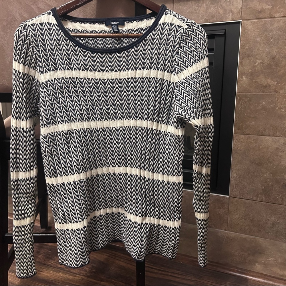 Hatley Womens Soft Stretch Chevron Knit Long Sleeve Sweater Relaxed Cozy Size XL